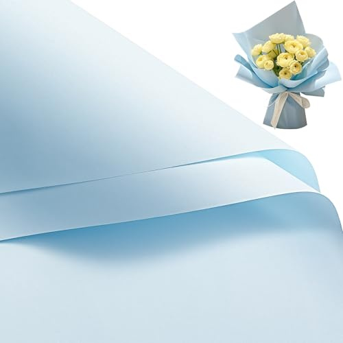 RUSPEPA 20 feuilles de papier cadeau imperméable pour bouquets de fleurs, emballage pour fournitures de fleuriste, pour anniversaires, fêtes, mariages et loisirs créatifs - Bleu