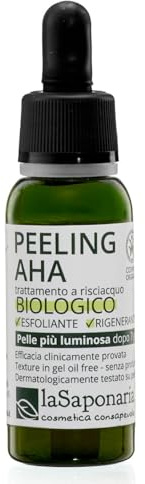 La Saponaria | Peeling AHA Biologico, Trattamento Esfoliante, Pulizia e Rigenerazione Profonda, Texture in Gel Oil Free - 30ml
