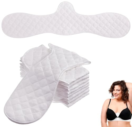 Whcctl 10 Pezzi Inserti Reggiseno in Cotone Riutilizzabili, Cuscinetti Antisudore per Reggiseno, Assorbi Sudore Sottoseno per Donna, Cotone Fodera per Reggiseno Pad, Lavabile