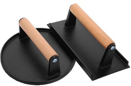 VERDANVERSE 2piezas Prensa De Carne Resistente Mango De Madera Hierro Unidades para Filetes Salchichas y Tortillas