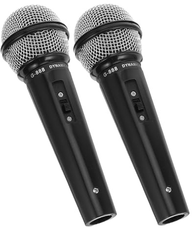 ERINGOGO Lot de 2 Microphones Factices Noirs pour Garçon et Filles Modèle de Simulation en Plastique Léger Accessoire Photo Spectacle Anniversaire et Jeu de Rôle