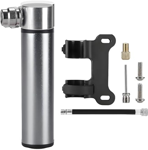 Raheem Mini Bike & Bicycle Pump Titanium Grey Portable with Frame Mount | Mountain Bike Tyre, Aluminium Hand Bicycle Pump for Presta/Schrader Valves, Compact High Pressure for Road MTB/E-Bike