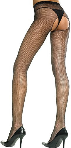 Music Legs 901 Netzstrumpfhose mit offenem Schrittbereich, Schwarz