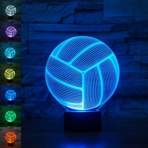 3D Lamp, EONANT 3D Night Lights LED USB Touch mit 7 Color Optical Illusion Schreibtischleuchten für Kinderzimmer Home Decoration (Volleyball)