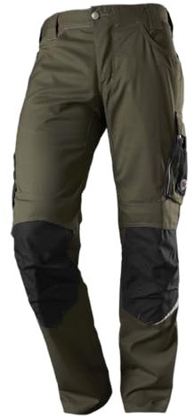 BP 1998-570-7332 Arbeitshose mit Kniepolstertaschen - Schlanke Silhouette - Elastischer Rückengurt - 65% Polyester, 35% Cotton - Kurze Passform - Größe: 56s - Farbe: oliv/schwarz