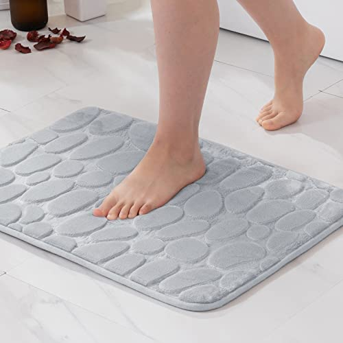 MIULEE Memory Foam Bath Mat Non-Slip Bathroom Mat Super Absorbent Bath Mats Washable Bath Mats For Bathroom Shower And Toilet 50x80 cm Light Gray