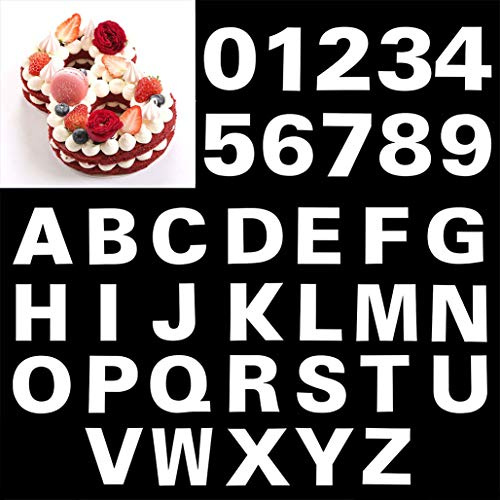Giftik - Stencil per torta con lettere dell'alfabeto da 20,3 cm, 26 pezzi, modelli da 0 a 9 numeri, 10 pezzi, per torte fai da te per compleanno, anniversario di matrimonio (20,3 cm)