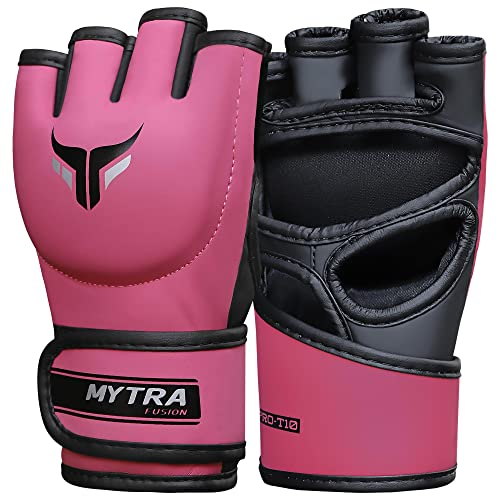 Mytra Fusion MMA Handschuhe Frauen MMA Sparring Handschuhe für Kickboxing Muay Thai Training Cage Fighting und Mixed Martial Arts Grappling Handschuhe (S, Pink)