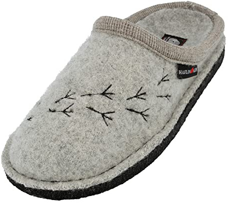 HAFLINGER Flair Songbird wool walk slippers ladies bird motif (stone grey 84) size 39