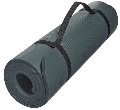 ForzaFit Yogamatta extra tjock 12 mm grå – fitnessmatta med bärrem
