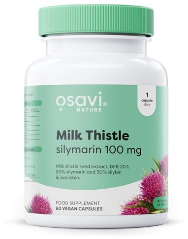 Osavi - Milk Thistle | Enthält 100 mg Silymarin aus Mariendistelextrakt - Pflanzliche Unterstützung für bewusste Leberroutinen | 100 mg - 60 Kapseln