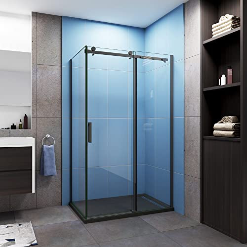 Cabina de ducha 100x70x200cm corredera Cabina de ducha PERFIL NEGRO MATE Vidrio templado 8 MM Antical