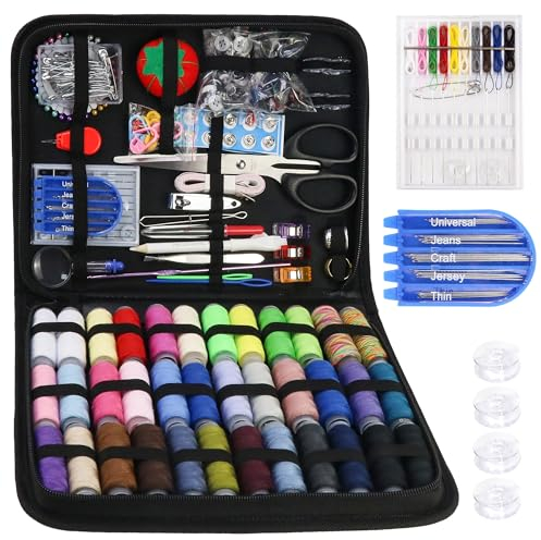 TALERLUV Nähset Grundausstattung mit 230 Nähzubehör, enthält Nähgarn, Nadeln, Schere, Knöpfe usw., geeignet für Anfänger, Erwachsenen, Zuhause, Nähmaschine und Reise