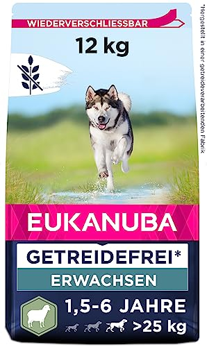 Eukanuba Hundefutter getreidefrei mit Lamm für große Rassen - Trockenfutter für ausgewachsene Hunde, 12 kg