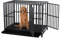 SMONTER Heavy Duty Dog Crate-38 inch Large Metal Dog Cage with 2 Doors and 4 Wheels, Stackable Dog Kennel for Large & Medium Dogs, Removable Tray