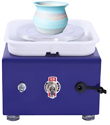 Xigner Mini Töpferscheibe Elektrisch Keramikrad 15CM - Pottery Wheel Töpferscheibe Maschine für Erwachsene, Töpferanfänger, Töpferstudio (Blau) - DIY+Zubehör