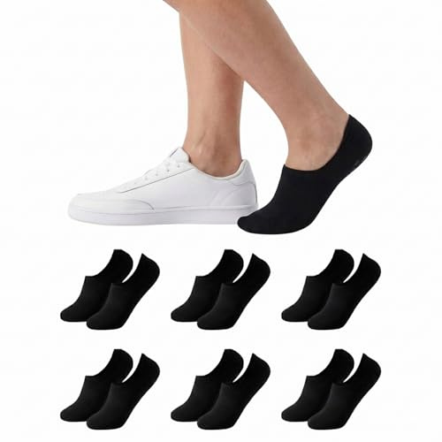 Balseti 6 Pares Calcetines Pinkies Invisibles de Verano para Hombre y Mujer | 85% algodón, transpirables y con silicona antideslizante en el talón. Tallas 35-47 en blanco, negro, gris, beige y azul.