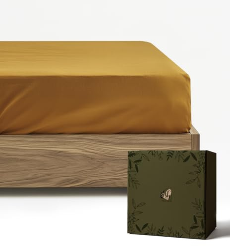 SALAD HOUSE Spannbettlaken 90x200 Gelb mit extra tiefen Taschen (bis 30cm) 360° Gummizug I Straffer Sitz ohne Verrutschen I Boxspring Spannbetttuch aus Ägyptischer Baumwolle Satin I ÖKO-TEX Bettlaken