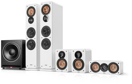 Teufel Ultima 40 Surround Power Edition 5.1-Set - Système de haut-parleurs home cinéma 5.1 avec énorme caisson de basses (commande sans fil optionnelle), Bassreflex, système 3-voies - blanc