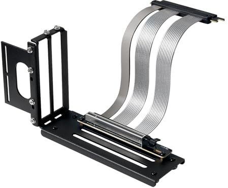 ConnBull Riser-kabel PCIE 5.0 med vertikal GPU-monteringsfäste på 3 platser, förlängningskabel för grafikkort GPU Gen 5, PCI-E 16X 128GB/s, kompatibel med PCIE 4.0 och WRX80/90E, RTX4090/5090
