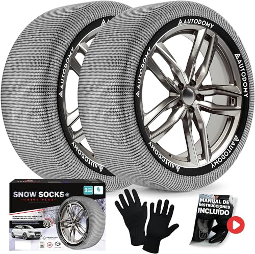Autodomy Cadenas Textil Nieve Talla XL Compatible con Cualquier Neumatico | Fundas Ruedas Nieve No Dañan el Neumático | Cadena Textil Coche Homologadas Rápido de Instalar sin Herramientas
