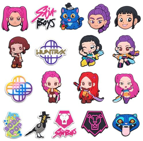 Fancico KPop De_mon Girl Lot de 18 breloques décoratives pour chaussures, sabots, sandales, cadeaux pour enfants, filles, garçons et adolescents