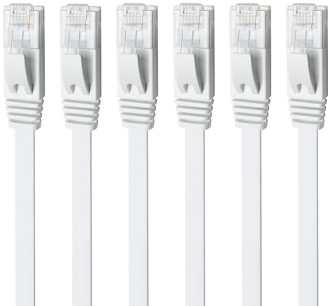 Yauhody Cat 6 Ethernet Cable 2.5m 6Pack, High Speed Cat6 2.5m 6Pack, White | Gigabit Internet Network LAN Patch Cord, Stable Transmit, Pure Copper, Snagless RJ45 Connector for Modem, Router, Computer