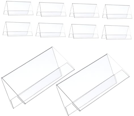 Ipetboom 10 pièces Présentoir de Table Triangulaire Transparent Porte-étiquette Acrylique Résistant pour Bureaux et Réunions Support de Plaque Nominative Réutilisable Affichage