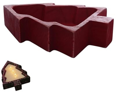 Acunny Bol à bougie en bois - Décoration de sapin de Noël rustique pour la maison - Bols à pâte pour fabrication de bougies - Pour bonbons, collations, plaques de viande, sushis, ferme, table basse