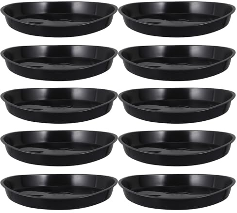 OSALADI 10 Bandejas Base para Macetas de Plástico Negro Porta Macetas Impermeables Aptas para Jardín y Bonsáis Bandejas Recolectoras de Agua para Interior y Exterior