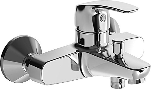 Hansa 45112183 Badewanne Armatur Mischbatterie für Wandaufbau HANSAPINTO | automatische Rückstellung Brause/Wanne, Luftsprudler|20/19l/min, Ausladung: 166mm