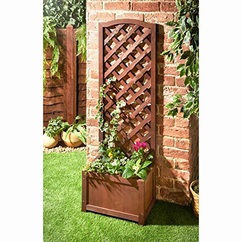 A2Z Home Solutions Perfect Lattice Planter Pot With Wooden Trellis Climbing Plants Flowers Herbs Outdoor Garden