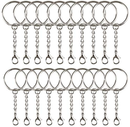 TUPARKA 55 PCS Keychain Ring Metal Key Ring with Lobster Clasp for Crafts DIY（2 Differen Size）