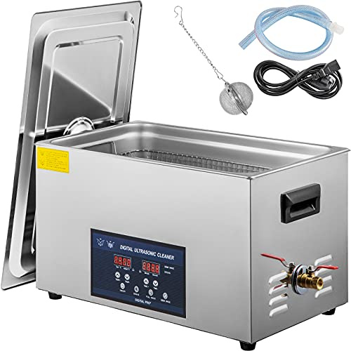 VEVOR Ultraljudsrengörare 30 L, ultraljudsrengörare glasögon 220 V, ultraljudsrengörare av rostfritt stål, ultraljudsmaskin med 2 justerbara rengöringseffekter 300 W, 600 W, för tandläkare, porslin