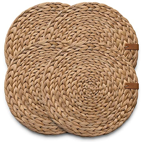 FRIHET® Tischset Oslo Set Rund Wasserhyazinthe Natur - (4, 38cm)