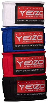 EIZO Bendaggi Cotone Premium semielastici 5 mt, Fasce Boxe, Boxing handwraps 5 mt (Black)