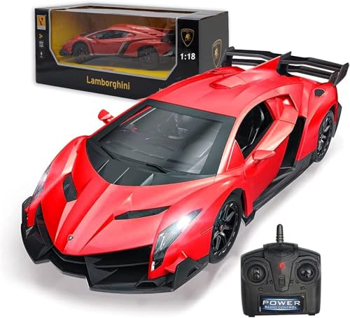 LAFALA Remote Control Car RC Cars Racing Car 1:18 Licensed Toy RC Car Compatible with Lamborghini Model Vehicle for Boys 6,7,8 Years Old Halloween, red