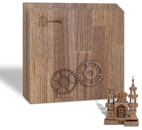 Creatorally Compensato 3mm, Legno Fai Da Te per Laser 30x30 cm, Compensati Noce Nera Impiombata 6 Pezzi Pannelli Impiallacciatura Legnoso Tavole per Incisione Taglio Artigianato Non Finito Grezzo