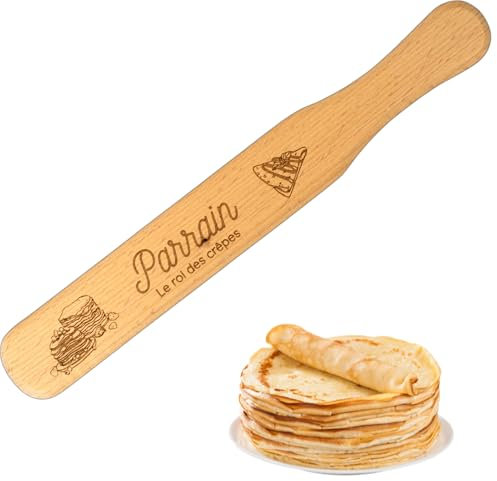 ERNESTINE - Spatule à crêpe Parrain en bois - Idée cadeau Parrain Marraine - Accessoire pâtisserie crêpes gâteaux - spatules cuisine crêpes - outil cuisine - accessoires crêpière - ustensiles crêpe