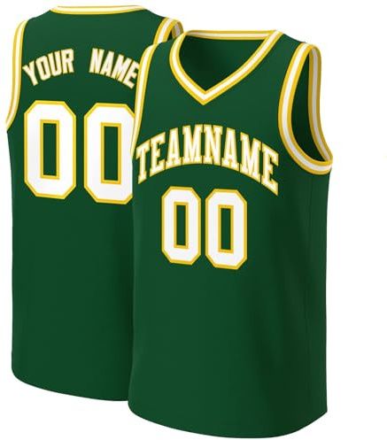 Generisch Personalisiert Basketball Trikot Atmungsaktiv Basketballtrikot For Herren Damen Jung Individuelles Spieltrikots Sportshirts Ärmelloss T-Shirts Kinder Erwachsener Oberteil A04 Green
