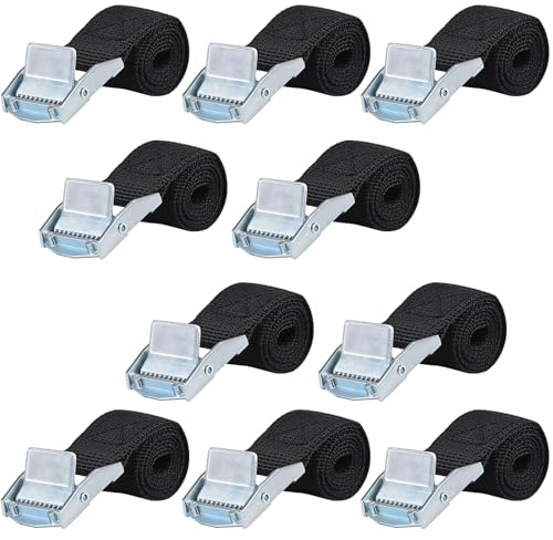 Sangle Porte Velo 10 PCS 50cm x 25 mm Straps Sangle d'Arrimage à Griffe de Fixation Charge Maximale 250 kg DIN pour Fixation Moto/Voiture/Porte Vélo/Bagage Déménagement Puissance de Traction