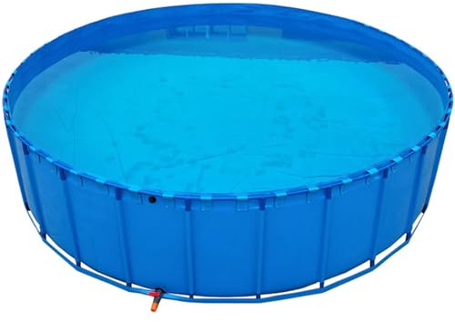 Lago artificiale in tela, Laghetto for pesci in tela PVC con valvola di scarico for tartarughe koi e pesci di acqua salata blu(2X1.2m)