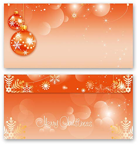 10 Briefumschläge (ohne Fenster) Weihnachten, MERRY CHRISTMAS DIN LANG (220x110 mm) | Paper-Media