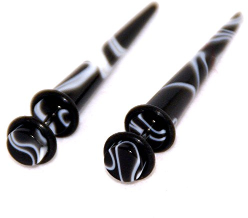 Black Marble Fake Faux Cheater Illusion Stretchers Tapers Exanders Plugs 2G