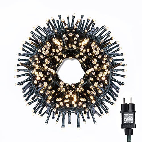 Gresonic-Led-Cluster-Lichterkette-Strombetrieb Deko für Innen Außen Garten Weihnachtsbaum Hochzeit (500LED, Warmweiss Dauerlicht)