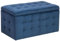 Hocker mit Stauraum Deckel Samt blau Bettbank Truhe Fußhocker Modern Michigan