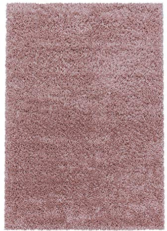 Teppium Moderner Hochflor Teppich Läufer Flur 60 x 110 cm Rosa - Shaggy Flauschiger Teppich, Extra Weich und Pflegeleicht - Ideal als Bettvorleger Schlafzimmer, Küchenläufer, Wohnzimmerteppich