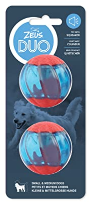 Zeus Duo-Bälle mit Quietscher, interaktives Hundespielzeug, klein