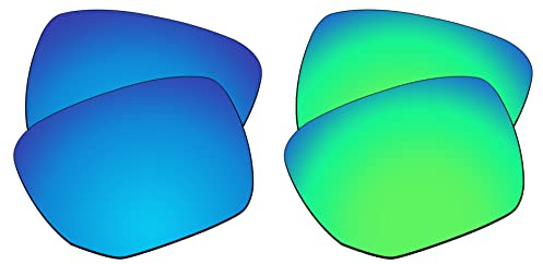 EZReplace Verres de rechange pour lunettes de soleil Oakley Ejector OO4142 (verres polarisés) – Compatible avec monture Oakley Ejector (bleu glacier + vert printemps), Bleu glacier + vert printemps,