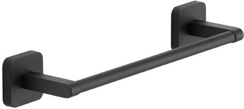 Gedy Tonga Porta Asciugamani Bagno da Parete Lunghezza 30cm, Porta Asciugamani Muro Fissaggio Tramite Viti o Adesivo, Finitura Nero Opaco, Porta Salviette Bagno da Muro in Acciaio Inox e Cromall